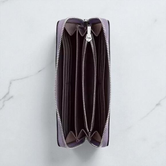 Coach Long Zip Around Wallet Silver/Light Violet Leather CR623 - Picture 3 of 3